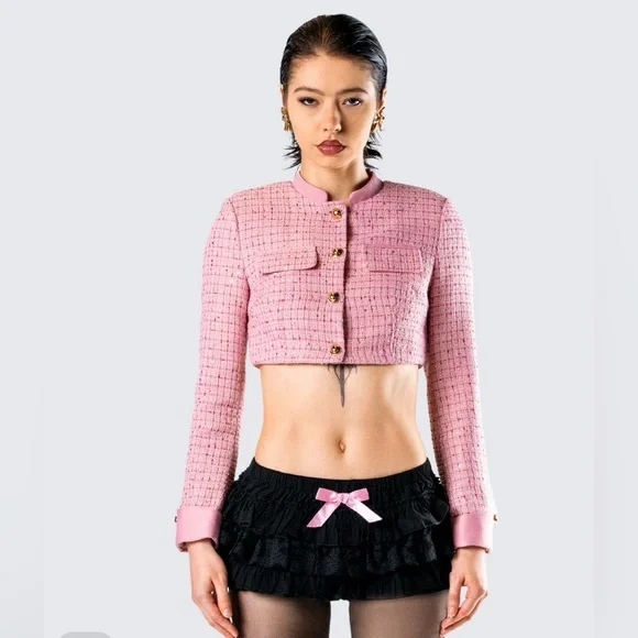 Finesse Pippa Pink Tweed Cropped Jacket size 2X FE1 - Picture 4 of 10